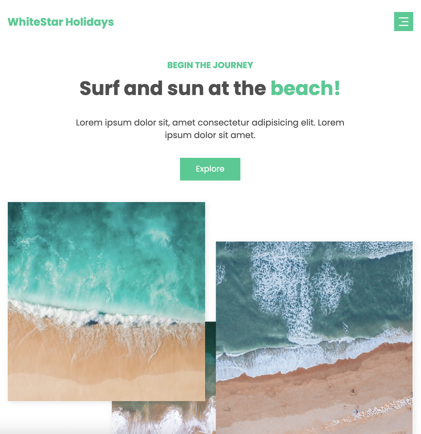 picture of a holiday website from my portfolio